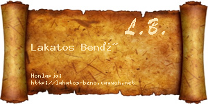 Lakatos Benő névjegykártya