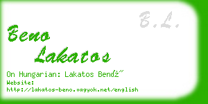 beno lakatos business card